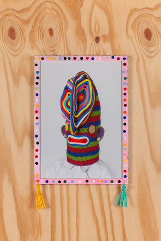 Bertjan Pot (sold) / Rope mask print in painted frame with thumbtacks #1 Bertjan Pot (sold) / Rope mask print in painted frame with thumbtacks #1